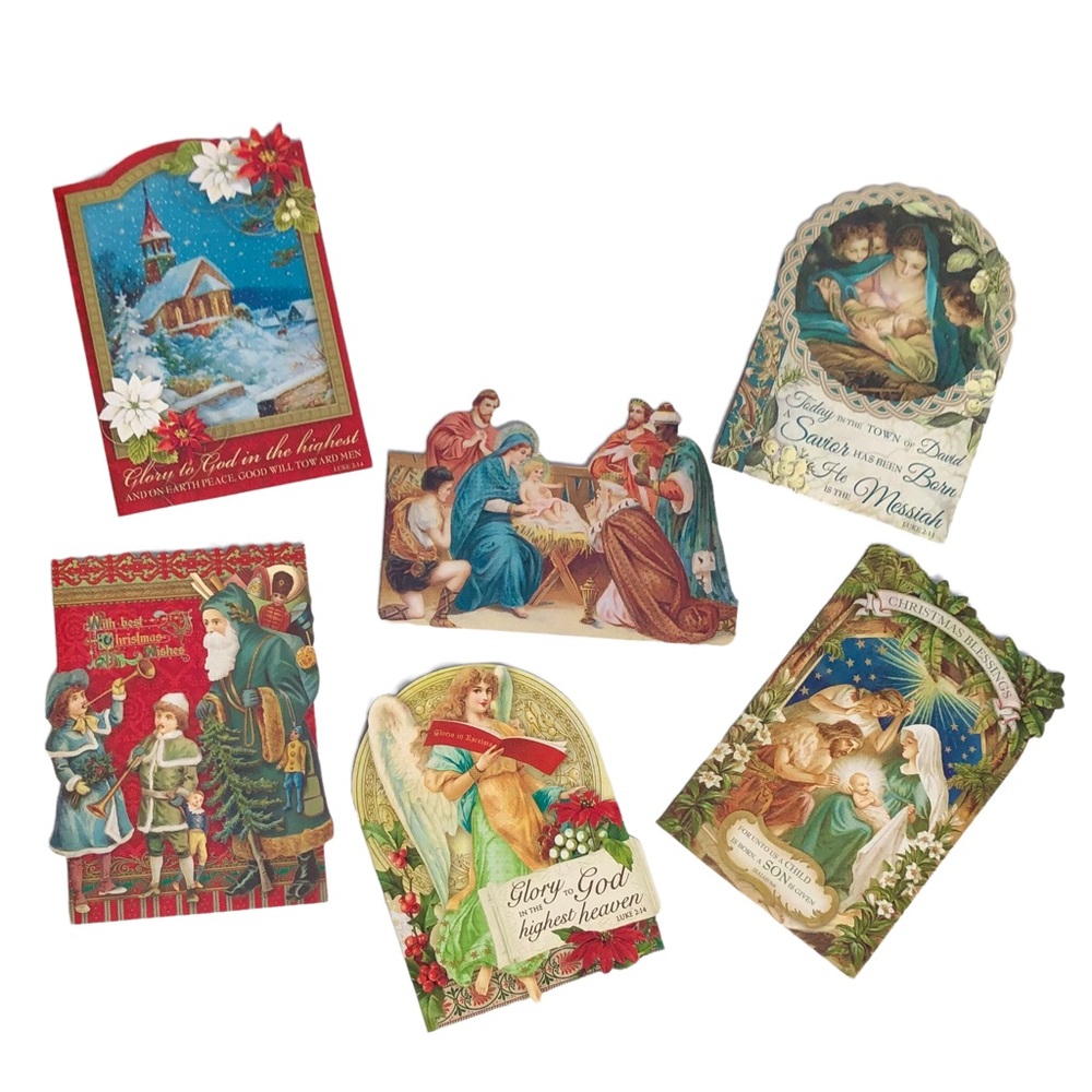 Punch Studio Die-Cut Holiday Ephemera Note Cards with Scripture (67536), 24-ct